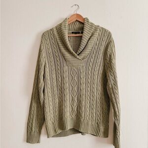 Vintage Jeanne Pierre Green Cable Sweater